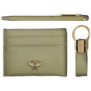 Alice Wheeler London Green Bow Card Holder Key Ring and Pen Luxury Gift Set