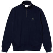 Lacoste Navy Half Zip Stand Up Collar Cotton Sweatshirt
