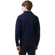 Lacoste Navy Half Zip Stand Up Collar Cotton Sweatshirt