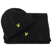 Lyle & Scott Black Donegal Scarf and Beanie Gift Set