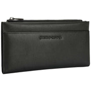Smith and Canova Black Smooth Leather Long Zip Top Pocket Purse