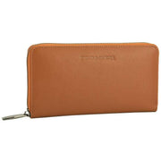 Smith and Canova Tan Smooth Leather Long Zip Top Pocket Purse