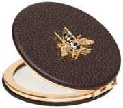 Alice Wheeler London Brown Round Compact Mirror
