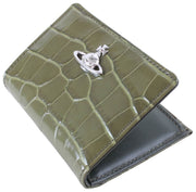 Vivienne Westwood Khaki Embossed Croc Slim Flap Card Holder Purse
