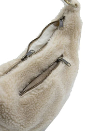 Hindbag Cream Andrea Teddy Half Moon Bag