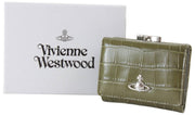 Vivienne Westwood Khaki Croc Embossed Small Frame Purse