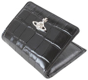Vivienne Westwood Black Embossed Croc Slim Flap Card Holder Purse