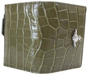 Vivienne Westwood Khaki Embossed Croc Slim Flap Card Holder Purse