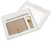 Alice Wheeler London Beige Bow Card Holder Key Ring and Pen Luxury Gift Set