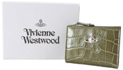Vivienne Westwood Khaki Embossed Croc Slim Flap Card Holder Purse