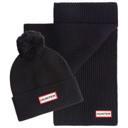 Hunter Black Arrinay Ribbed Pom Beanie and Scarf Box Set