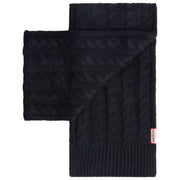 Hunter Black Cable Knit Fur Pom Pom Beanie and Scarf Box Set