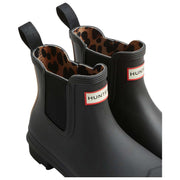 Hunter Black Original Leopard Backstrap Chelsea Boots