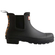Hunter Black Original Leopard Backstrap Chelsea Boots