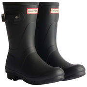 Hunter Black Original Short Tartan Lined Wellington Boots