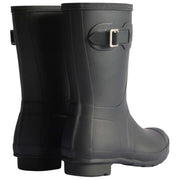 Hunter Black Original Short Tartan Lined Wellington Boots