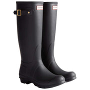 Hunter Black Original Tall Leopard Backstrap Wellington Boots