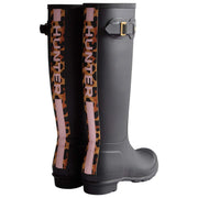 Hunter Black Original Tall Leopard Backstrap Wellington Boots