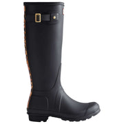 Hunter Black Original Tall Leopard Backstrap Wellington Boots
