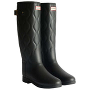 Hunter Black Original Tall Refined Onion Quilt Wellington Boots