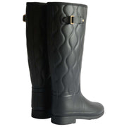 Hunter Black Original Tall Refined Onion Quilt Wellington Boots