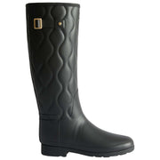 Hunter Black Original Tall Refined Onion Quilt Wellington Boots