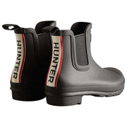 Hunter Black Original Tri Colour Logo Chelsea Boots