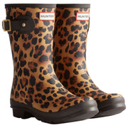Hunter Brown Original Short Leopard Wellington Boots