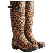 Hunter Brown Original Tall Leopard Wellington Boots