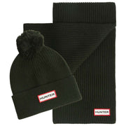 Hunter Green Arrinay Ribbed Pom Beanie and Scarf Box Set