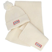 Hunter White Arrinay Ribbed Pom Beanie and Scarf Box Set