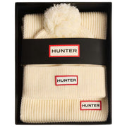 Hunter White Arrinay Ribbed Pom Beanie and Scarf Box Set