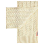 Hunter White Cable Knit Fur Pom Pom Beanie and Scarf Box Set