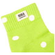 Roka Wembley Ankle Socks - Lime Green Dot