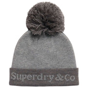 Superdry & Co Grey Athletic Essentials Logo Knit Beanie Hat