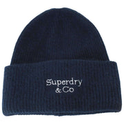 Superdry & Co Navy Heritage Rib Knit Beanie Hat