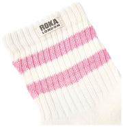 Roka Pink Windsor Stripe Crew Socks