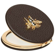 Alice Wheeler London Brown Round Compact Mirror