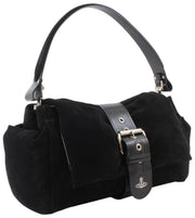 Vivienne Westwood Black Hazel Treasure Suede Leather XL Handbag