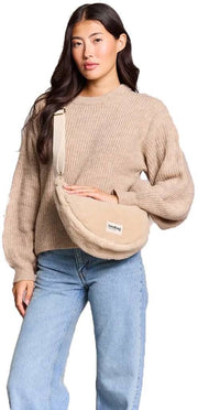 Hindbag Cream Andrea Teddy Half Moon Bag