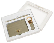 Alice Wheeler London Green Bow Card Holder Key Ring and Pen Luxury Gift Set