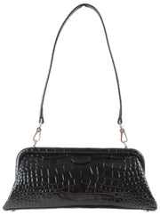 Vivienne Westwood Black Jane Croc Effect Frame Purse Bag
