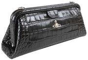 Vivienne Westwood Black Jane Croc Effect Frame Purse Bag