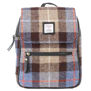 Das Impex Brown Harris Tweed Small Leather Backpack
