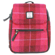 Das Impex Pink Harris Tweed Small Leather Backpack