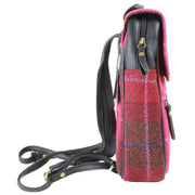 Das Impex Pink Harris Tweed Small Leather Backpack