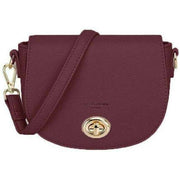 David Jones Burgundy Small Turnlock Shoulder Bag