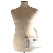 David Jones White Half Flap Shoulder Bag