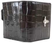 Vivienne Westwood Black Embossed Croc Slim Flap Card Holder Purse