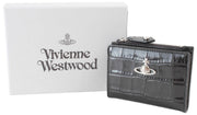 Vivienne Westwood Black Embossed Croc Slim Flap Card Holder Purse